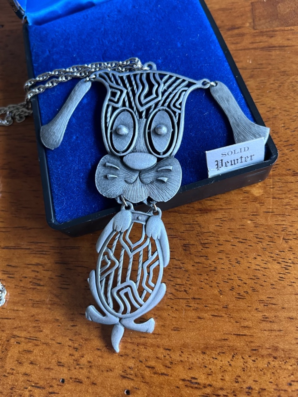 Solid Pewter Articulated “Alan” Dog Pendant Necklace - Sculpted, never worn